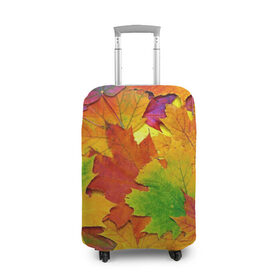 Чехол для чемодана 3D с принтом Осенние листья в Кировске, 86% полиэфир, 14% спандекс | двустороннее нанесение принта, прорези для ручек и колес | клён | краски | листья | осень | радуга | разноцветный | яркая