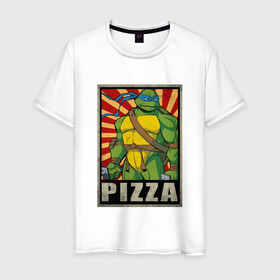 Мужская футболка хлопок с принтом Pizza Turtles в Кировске, 100% хлопок | прямой крой, круглый вырез горловины, длина до линии бедер, слегка спущенное плечо. | donatello | leonardo | michelangelo | ninja | raphael | turtles | воин | донателло | животные | карате | комикс | комиксы | крэнг | леонардо | микеланджело | мультфильм | мутант | мутанты | ниндзя | пицца | рафаэль | сплинтер