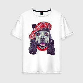Женская футболка хлопок Oversize с принтом Мисьё в Кировске, 100% хлопок | свободный крой, круглый ворот, спущенный рукав, длина до линии бедер
 | art | арт | графика | животные | собаки
