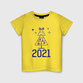 Детская футболка хлопок с принтом Новогодняя елка 2021 в Кировске, 100% хлопок | круглый вырез горловины, полуприлегающий силуэт, длина до линии бедер | 