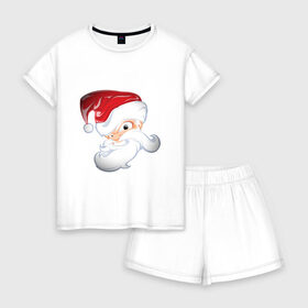 Женская пижама с шортиками хлопок с принтом Злой Санта в Кировске, 100% хлопок | футболка прямого кроя, шорты свободные с широкой мягкой резинкой | 