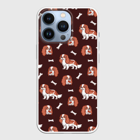 Чехол для iPhone 13 Pro с принтом Спаниели в Кировске,  |  | art | cavalier | charles | cute | dog | english | king | little | small | spaniel | английский | арт | иллюстрация | кавалер | кинг | косточки | маленький | милота | милые | милый | мини | песики | порода | собака | собачки | спаниель