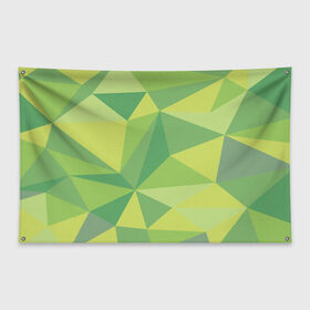 Флаг-баннер с принтом green faces в Кировске, 100% полиэстер | размер 67 х 109 см, плотность ткани — 95 г/м2; по краям флага есть четыре люверса для крепления | абстракция | грани | минимализм | орнаменты | текстуры | треугольник | узоры