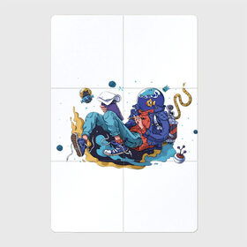 Магнитный плакат 2Х3 с принтом Мечтательная рыба в Кировске, Полимерный материал с магнитным слоем | 6 деталей размером 9*9 см | аквариум | арт | космос | мечта | мечтатель | невесомость | парение | рисунок | рыба | художник