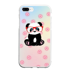 Чехол для iPhone 7Plus/8 Plus матовый с принтом Милая пандочка в Кировске, Силикон | Область печати: задняя сторона чехла, без боковых панелей | Тематика изображения на принте: маленькая панда | маленькая пандочк | милая панда | милая пандочка | панда | панда в красных очках | панда в очках | панда очки | панда сердечки | панда сердце | пандочка | пандочка в красных очках