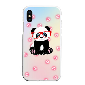 Чехол для iPhone XS Max матовый с принтом Милая пандочка в Кировске, Силикон | Область печати: задняя сторона чехла, без боковых панелей | маленькая панда | маленькая пандочк | милая панда | милая пандочка | панда | панда в красных очках | панда в очках | панда очки | панда сердечки | панда сердце | пандочка | пандочка в красных очках