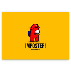 Поздравительная открытка с принтом IMPOSTER! Mario X Among Us в Кировске, 100% бумага | плотность бумаги 280 г/м2, матовая, на обратной стороне линовка и место для марки
 | among us | impostor | sus | амонг ас | амонг ус | амонгас | амонгус | астронавт | белый | желтый | зеленый | игра | космонавт | космосv | красный | оранжевый | предатель | призрак | самозванец | синий | среди нас