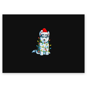 Поздравительная открытка с принтом Щенок в Кировске, 100% бумага | плотность бумаги 280 г/м2, матовая, на обратной стороне линовка и место для марки
 | 2021 | doge | белка | гирлянда | год быка | дед мороз | дог | елка | енот | кот | котик | лиса | маска | неон | новогодний пес | новогодняя | новый год | олень | пёс | праздник | радуга | рождество | с новым годом