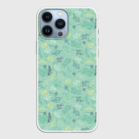 Чехол для iPhone 13 Pro Max с принтом Гербарий в Кировске,  |  | blue | dried flowers | flowers | fruits | leaves | pattern | seeds | листья | плоды | семена | сухоцветы | узор | цветы