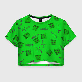 Женская футболка Crop-top 3D с принтом Minecraft в Кировске, 100% полиэстер | круглая горловина, длина футболки до линии талии, рукава с отворотами | creeper | minecraft | блок | игра | крипер | майнкрафт | победитель | приключения
