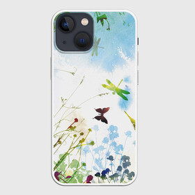 Чехол для iPhone 13 mini с принтом Summer  акварель в Кировске,  |  | акварель | бабочки | лето | небо
