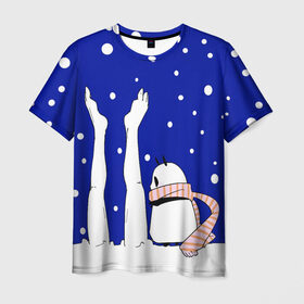 Мужская футболка 3D с принтом Новогодние ноги и панда в Кировске, 100% полиэфир | прямой крой, круглый вырез горловины, длина до линии бедер | Тематика изображения на принте: 