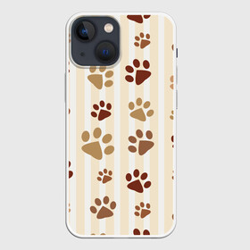 Чехол для iPhone 13 mini с принтом Лапки в Кировске,  |  | кот | кошка | кошки | лапки | следы | собака | собаки