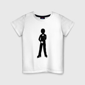 Детская футболка хлопок с принтом Конькобежец в Кировске, 100% хлопок | круглый вырез горловины, полуприлегающий силуэт, длина до линии бедер | Тематика изображения на принте: коньки | конькобежец | лед | фигурист | фигуристка | фитнес