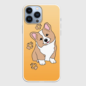 Чехол для iPhone 13 Pro Max с принтом Персик Корги в Кировске,  |  | baby | corgi | dog | kawaii | вельш корги | девочкам | детям | животные | каваи | корги | лапки | лапы | малыш | мальчикам | мордочка | мультяшный | персик | пес | песик | питомец | подарок | пушистый | следы