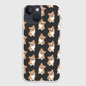 Чехол для iPhone 13 mini с принтом Корги малыши в Кировске,  |  | baby | corgi | dog | kawaii | pattern | вельш корги | девочкам | детям | животные | каваи | корги | лапки | малыш | мальчикам | много собак | мордочка | мультяшный | персик | пес | песик | питомец | подарок | пушистый