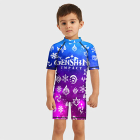 Детский купальный костюм 3D с принтом GENSHIN IMPACT в Кировске, Полиэстер 85%, Спандекс 15% | застежка на молнии на спине | game | genshin impact | genshin impact 2020 | аниме. | геншин импакт | геншин импакт карта | игра