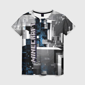 Женская футболка 3D с принтом Minecraft в Кировске, 100% полиэфир ( синтетическое хлопкоподобное полотно) | прямой крой, круглый вырез горловины, длина до линии бедер | building | city | cube | game | megapolis | minecraft | pattern | город | здание | игра | куб | майнкрафт | мегаполис | узор