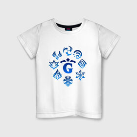 Детская футболка хлопок с принтом GENSHIN IMPACT в Кировске, 100% хлопок | круглый вырез горловины, полуприлегающий силуэт, длина до линии бедер | game | genshin impact | genshin impact 2020 | аниме. | геншин импакт | геншин импакт карта | игра