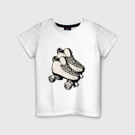 Детская футболка хлопок с принтом Ролики в Кировске, 100% хлопок | круглый вырез горловины, полуприлегающий силуэт, длина до линии бедер | арт | кроссовки | обувь | рисунок | ролики | шнурки
