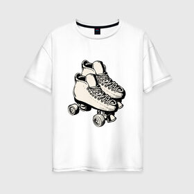 Женская футболка хлопок Oversize с принтом Ролики в Кировске, 100% хлопок | свободный крой, круглый ворот, спущенный рукав, длина до линии бедер
 | арт | кроссовки | обувь | рисунок | ролики | шнурки