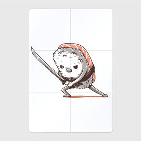 Магнитный плакат 2Х3 с принтом Самурай-суши в Кировске, Полимерный материал с магнитным слоем | 6 деталей размером 9*9 см | Тематика изображения на принте: арт | еда | катана | рис | рисунок | ролл | рыба | суши | япония | японская еда