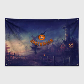 Флаг-баннер с принтом Halloween Pumpkin в Кировске, 100% полиэстер | размер 67 х 109 см, плотность ткани — 95 г/м2; по краям флага есть четыре люверса для крепления | halloween | halloween  pumpkin | pumpkin | хэллоуин | хэллоуин тыква