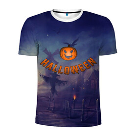Мужская футболка 3D спортивная с принтом Halloween  Pumpkin в Кировске, 100% полиэстер с улучшенными характеристиками | приталенный силуэт, круглая горловина, широкие плечи, сужается к линии бедра | halloween | halloween  pumpkin | pumpkin | хэллоуин | хэллоуин тыква