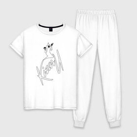 Женская пижама хлопок с принтом Haunted Family (лейбл Kizaru) в Кировске, 100% хлопок | брюки и футболка прямого кроя, без карманов, на брюках мягкая резинка на поясе и по низу штанин | 