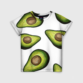 Детская футболка 3D с принтом Авокадо в Кировске, 100% гипоаллергенный полиэфир | прямой крой, круглый вырез горловины, длина до линии бедер, чуть спущенное плечо, ткань немного тянется | avocado | fruit | авокадо | овощ | фрукт