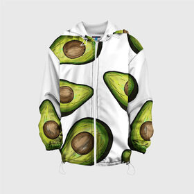 Детская куртка 3D с принтом Авокадо в Кировске, 100% полиэстер | застежка — молния, подол и капюшон оформлены резинкой с фиксаторами, по бокам — два кармана без застежек, один потайной карман на груди, плотность верхнего слоя — 90 г/м2; плотность флисового подклада — 260 г/м2 | Тематика изображения на принте: avocado | fruit | авокадо | овощ | фрукт