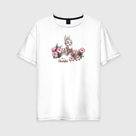 Женская футболка хлопок Oversize с принтом Thumper в Кировске, 100% хлопок | свободный крой, круглый ворот, спущенный рукав, длина до линии бедер
 | bambi | disney | thumper | vdkimel | бэмби | дисней