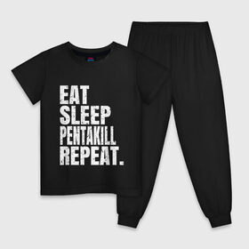 Детская пижама хлопок с принтом EAT SLEEP PENTAKILL REPEAT в Кировске, 100% хлопок |  брюки и футболка прямого кроя, без карманов, на брюках мягкая резинка на поясе и по низу штанин
 | ahri | akali | ashe | carry | darius | draven | eat | eat sleep pentakill repeat | ezreal | fizz | galio | game | garen | jax | jhin | jinx | kill | league of legends | lol | penta | pentakill | repeat | sleep | игра |
