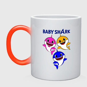 Кружка хамелеон с принтом Baby Shark в Кировске, керамика | меняет цвет при нагревании, емкость 330 мл | baby | baby shark | shark | акула | анимация | бэби | бэби шарк | дети | мультфильм | песня | ребенок | шарк