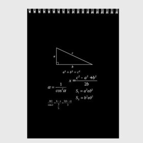 Скетчбук с принтом Теорема Пифагора в Кировске, 100% бумага
 | 48 листов, плотность листов — 100 г/м2, плотность картонной обложки — 250 г/м2. Листы скреплены сверху удобной пружинной спиралью | алгебра | геометрия | гипотенуза | катет | математик | пифагор | теорема пифагора | треугольник | философ | формулы | школа | шпаргалка
