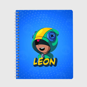 Тетрадь с принтом BRAWL STARS LEON в Кировске, 100% бумага | 48 листов, плотность листов — 60 г/м2, плотность картонной обложки — 250 г/м2. Листы скреплены сбоку удобной пружинной спиралью. Уголки страниц и обложки скругленные. Цвет линий — светло-серый
 | brawl stars | games | leon | бравл старс | бравл старс амбер | браул старс | игры | легендарный бравлер | леон