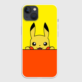 Чехол для iPhone 13 с принтом Пикачу в Кировске,  |  | baby | cartoon | emoji | happy | kawaii | pika pika | pikachu | pokemon go | team | глаз | детям | зайчик | иви | кавайный | кролик | малыш | мордочка | мультяшный | персонажи аниме | пика пика | пикачу | покемоны | улыбка | ушки | эмоции | 