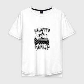 Мужская футболка хлопок Oversize с принтом Haunted Family в Кировске, 100% хлопок | свободный крой, круглый ворот, “спинка” длиннее передней части | Тематика изображения на принте: haunted family | kizaru | исполнитель | кизару | музыка | репер | рэп | хип хоп