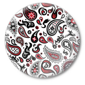 Значок с принтом Молекулярный рисунок в Кировске,  металл | круглая форма, металлическая застежка в виде булавки | арт | белый | биология | красный | молекула | рисунок | чёрный