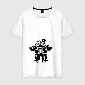 Мужская футболка хлопок с принтом Understale - Sans в Кировске, 100% хлопок | прямой крой, круглый вырез горловины, длина до линии бедер, слегка спущенное плечо. | sans | undertale | андертейл | игровое | санс | скелет | скелетон