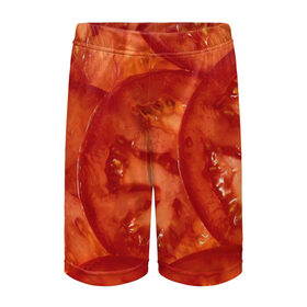 Детские спортивные шорты 3D с принтом Помидорки в Кировске,  100% полиэстер
 | пояс оформлен широкой мягкой резинкой, ткань тянется
 | арт | еда | лето | овощ | овощи | помидор | помидорки | помидоры | рисунок | томат | томаты
