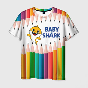 Мужская футболка 3D с принтом Baby Shark в Кировске, 100% полиэфир | прямой крой, круглый вырез горловины, длина до линии бедер | baby | baby shark | shark | акула | анимация | бэби | бэби шарк | дети | мультфильм | песня | ребенок | шарк