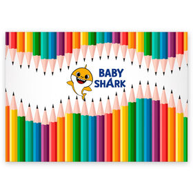 Поздравительная открытка с принтом Baby Shark в Кировске, 100% бумага | плотность бумаги 280 г/м2, матовая, на обратной стороне линовка и место для марки
 | baby | baby shark | shark | акула | анимация | бэби | бэби шарк | дети | мультфильм | песня | ребенок | шарк