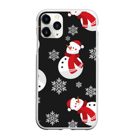 Чехол для iPhone 11 Pro Max матовый с принтом новогодний снеговик в Кировске, Силикон |  | новый год | рождество | снеговик | снежинки