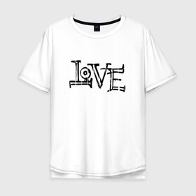 Мужская футболка хлопок Oversize с принтом Love в Кировске, 100% хлопок | свободный крой, круглый ворот, “спинка” длиннее передней части | love | граффити | иностранные | любовь | надпись | прикольные | слово | текст