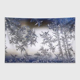 Флаг-баннер с принтом Морозная свежесть в Кировске, 100% полиэстер | размер 67 х 109 см, плотность ткани — 95 г/м2; по краям флага есть четыре люверса для крепления | зима | зимний узор | мороз | морозный узор | узор