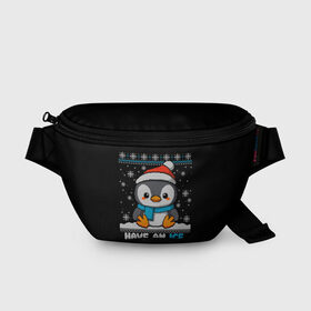 Поясная сумка 3D с принтом Christmas | Пингвин в Кировске, 100% полиэстер | плотная ткань, ремень с регулируемой длиной, внутри несколько карманов для мелочей, основное отделение и карман с обратной стороны сумки застегиваются на молнию | 