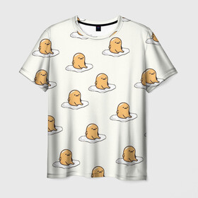 Мужская футболка 3D с принтом гудетама в Кировске, 100% полиэфир | прямой крой, круглый вырез горловины, длина до линии бедер | Тематика изображения на принте: гудетама | еда | ленивое яйцо | яичница