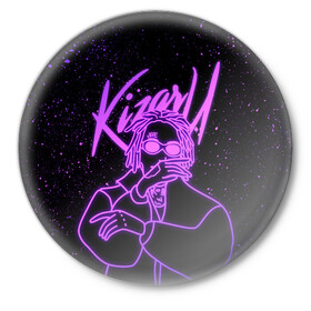 Значок с принтом KIZARU в Кировске,  металл | круглая форма, металлическая застежка в виде булавки | haunted family | kizaru | kizaru   haunted family | rap | кизару | рэп | хип хоп