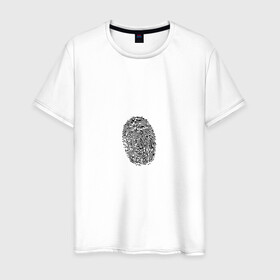 Мужская футболка хлопок с принтом  fingerprint в Кировске, 100% хлопок | прямой крой, круглый вырез горловины, длина до линии бедер, слегка спущенное плечо. | fingerprint | отпечаток | отпечаток пальца | палец | след пальца